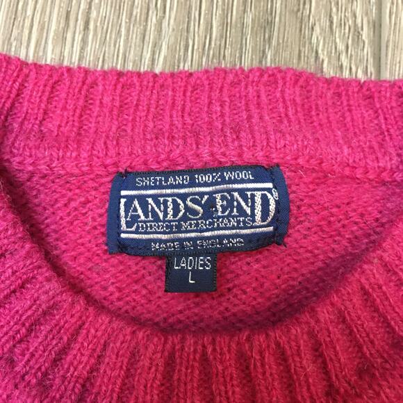 Lands' End 100% wool Ladies Large Pink Crew neck Sweater Woman - Picture 3 of 8